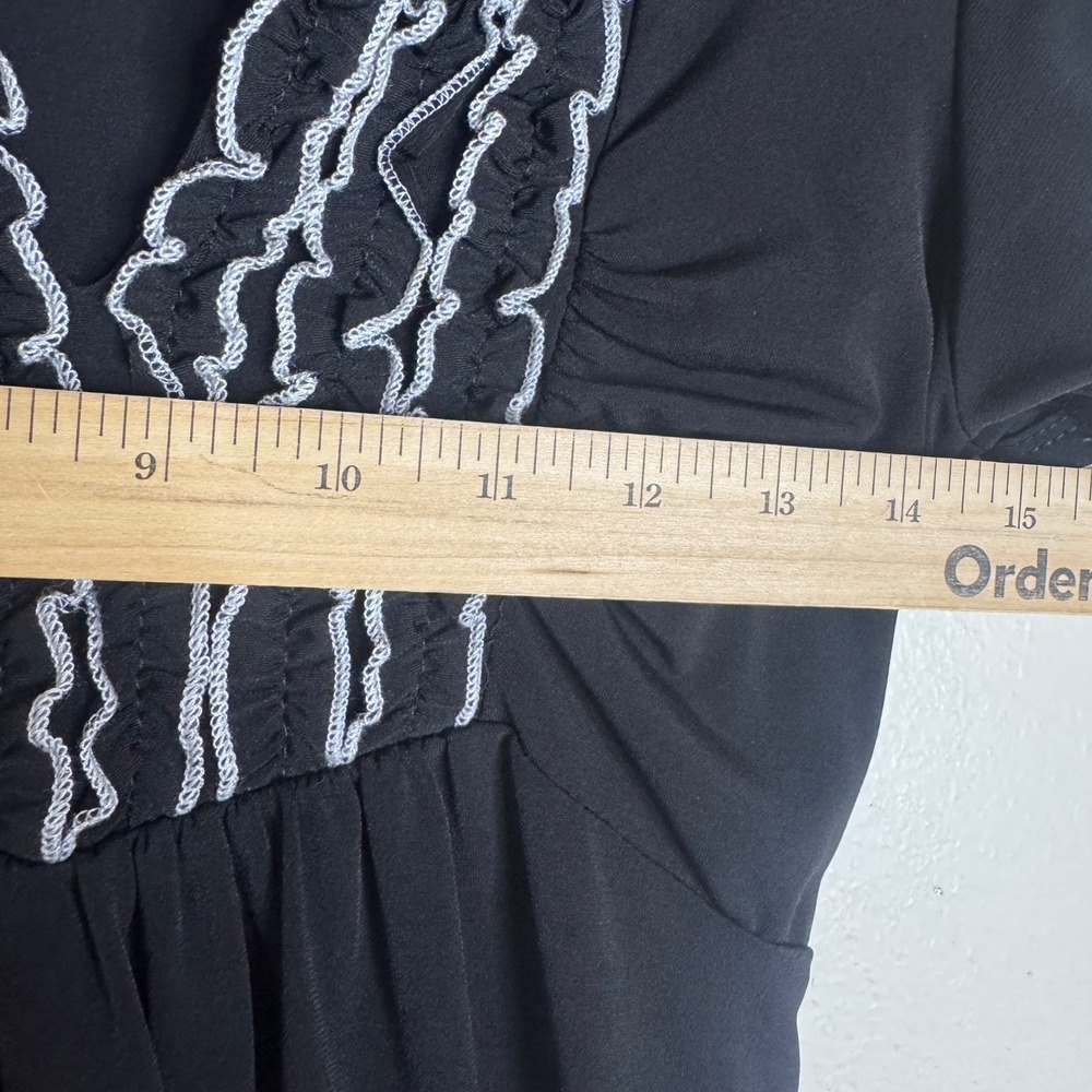 Heart Soul Women's Y2K Ruffle Trim Empire Waist Top Black Size M - Picture 3 of 8